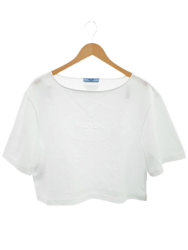 楽天市場】【新品同様】PRADA プラダ クロップド丈 Tシャツ ロゴ