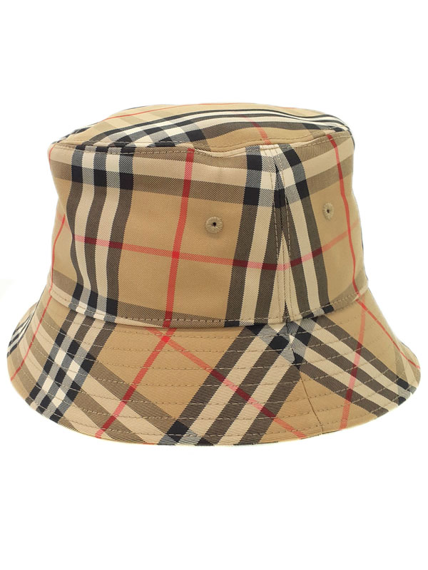 【美品】バーバリーバケハ/Burberry/バケットハット/白/Mサイズ BURBERRY (バーバリー) モノグラム コットンブレンド ジャカード