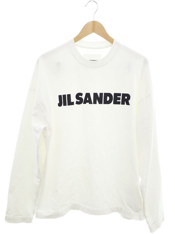 美品 23AW JIL SANDER + ジルサンダープラス ウールブレンド ロゴプリント 長袖 Tシャツ カットソー J40GC0022 J70021 M ネイビー レディース 古着 中古 JIL SANDER - 美品 23AW JIL SANDER + ジルサンダープラス