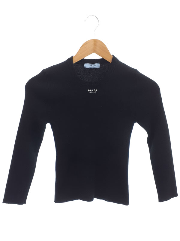 美品 PRADA プラダ 黒 トップス 楽天市場】プラダ PRADA サイズ:40 P26436 三角ロゴプレート