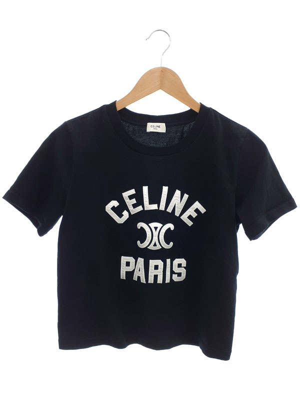 CELINE トリオンフ PARIS ロゴ Tシャツ ブラック 正規品 CELINE(セリーヌ) トリオンフTシャツ ロゴTシャツ ブラック (CELINE/T