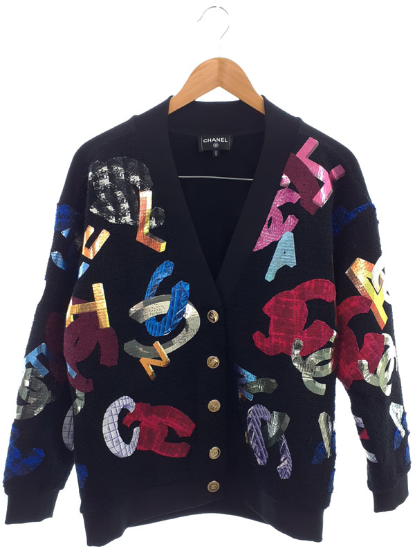 【CHANEL】シャネル『ココマーク ツイード切替 スウェットカーディガン size34/36』P72995K10507 レディース 1週間保証【中古】