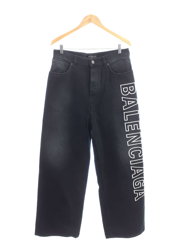 BALENCIAGA アウトラインロゴバギーデニム パンツ ダメージ ジーンズ BALENCIAGA アウトラインロゴバギーデニム パンツ ダメージ ジーンズ