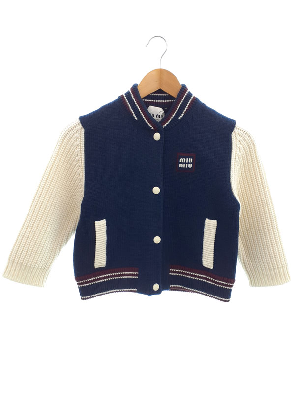 【MIUMIU】ミュウミュウ『ウール×カシミヤ混 クロップド ニットジャケット size40』MMJ126 S000 15Z3 レディース ブルゾン 1週間保証【中古】