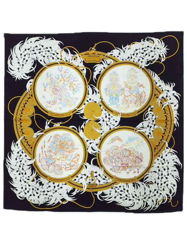 【HERMES】エルメス『カレ90 LEGENDE BRODEE 刺繍が織りなす伝説』レディース スカーフ 1週間保証【中古】