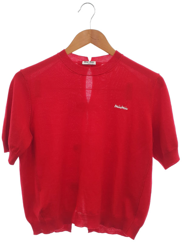 楽天市場】ミュウ ミュウ Miu Miu ロゴ 半袖 ニット クールネック