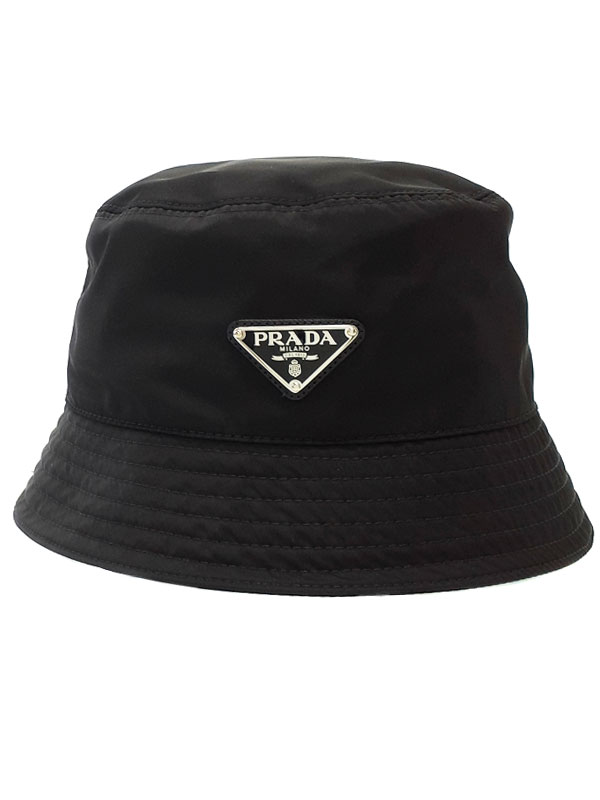 【PRADA】プラダ『Re-Nylon 三角ロゴ トライアングルプレート バケットハット sizeM』2HC137 2DMI メンズ レディース 帽子 1週間保証【中古】