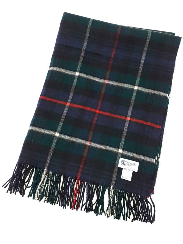 ジョンストンズ×ユナイテッドアローズ　カシミヤ　ストール　グリーンチェック ジョンストンズ×ユナイテッドアローズ カシミヤ ストール グリーン