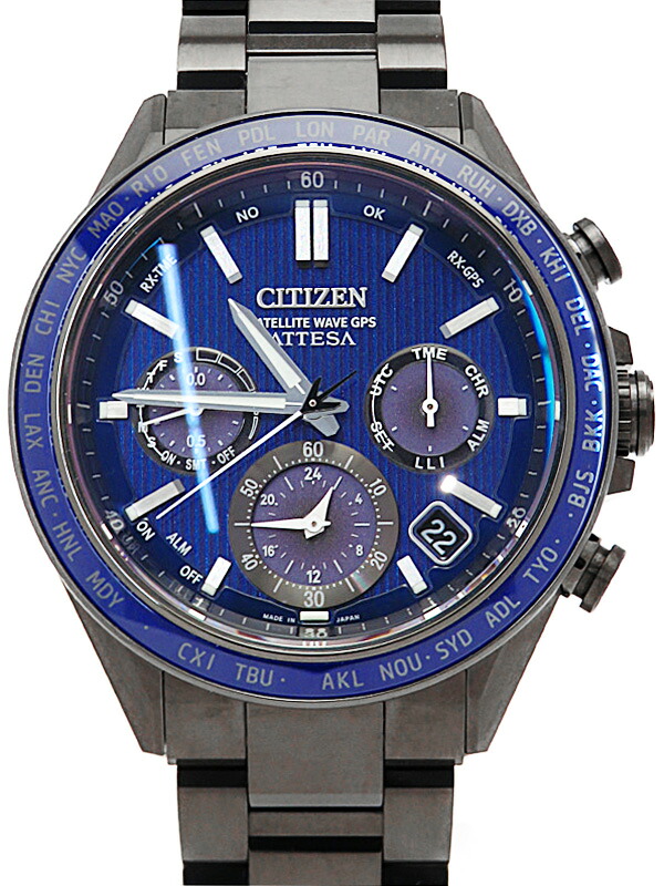 【CITIZEN】シチズン『ATTESA アテッサ ACTライン ブラックチタンシリーズ』CC4059-64L メンズ ソーラー電波GPS 3ヶ月保証【中古】
