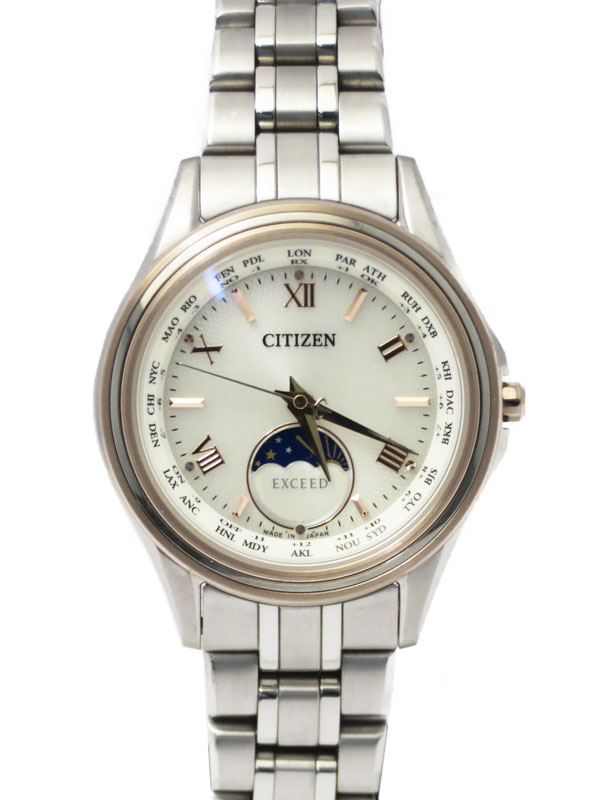 【CITIZEN】シチズン『EXCEED エクシード エコドライブ サン＆ムーン』EE1016-66A レディース クォーツ 1ヶ月保証【中古】