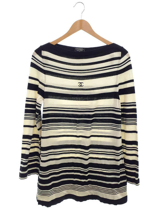 【CHANEL】シャネル『ボーダー 長袖チュニック size40』P10609V00457 98P レディース ニット 1週間保証【中古】 52,283円