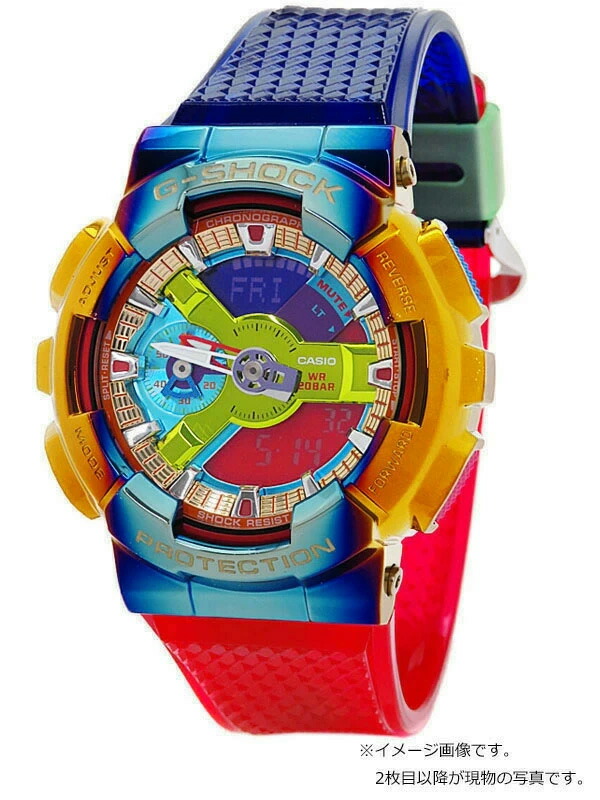 【CASIO】カシオ『G-SHOCK Gショック メタルカバード アナデジ レインボー』GM-110RB-2AJF メンズ クォーツ 1ヶ月保証【中古】