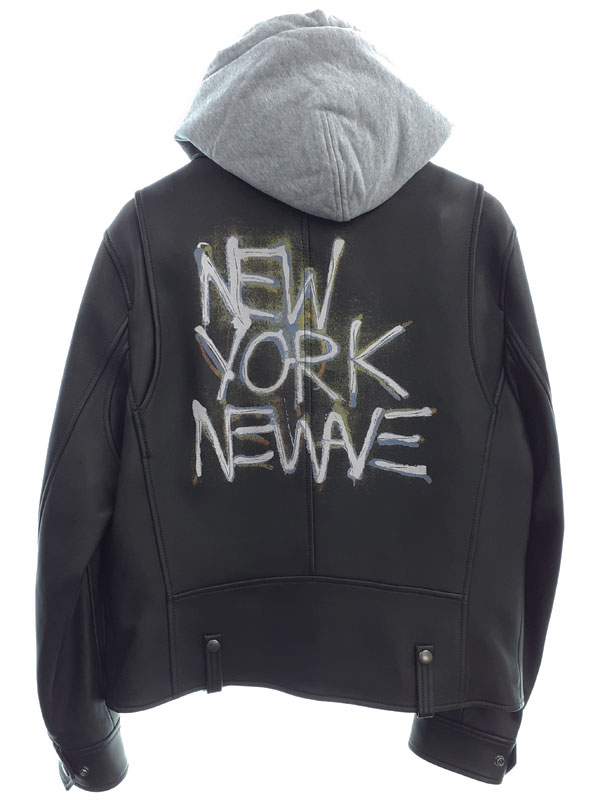 【COACH】コーチ『JEAN-MICHEL BASQUIAT レザー ダブルライダースジャケット sizeL』メンズ レザージャケット 1週間保証【中古】