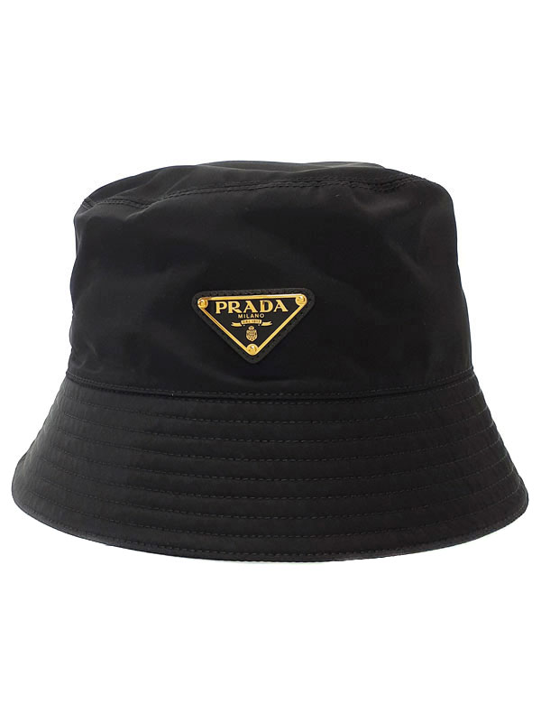【PRADA】プラダ『Re-Nylon 三角ロゴ トライアングルプレート バケットハット sizeM』1HC137 2DMI メンズ レディース 帽子 1週間保証【中古】