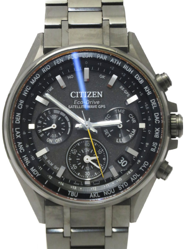 【CITIZEN】シチズン『ATTESA アテッサ ブラックチタンシリーズ』CC4004-58E メンズ ソーラー電波GPS 1ヶ月保証【中古】