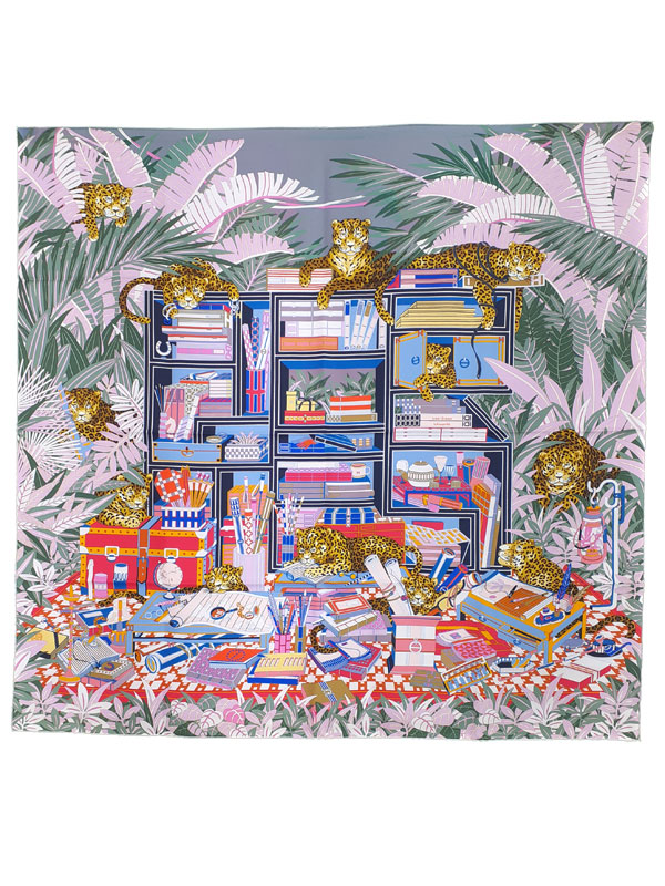 【HERMES】エルメス『カレ90 ダブルフェイス Les Douze Leopards 12頭のレオパード』レディース スカーフ 1週間保証【中古】｜高山質店