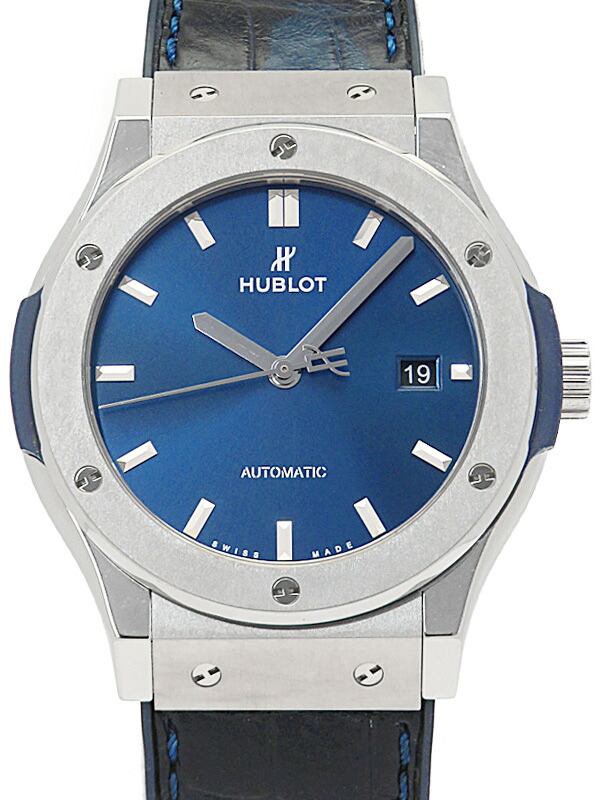 【HUBLOT】ウブロ『クラシック フュージョン チタニウム ブルー』542.NX.7170.LR メンズ 自動巻き 6ヶ月保証【中古】