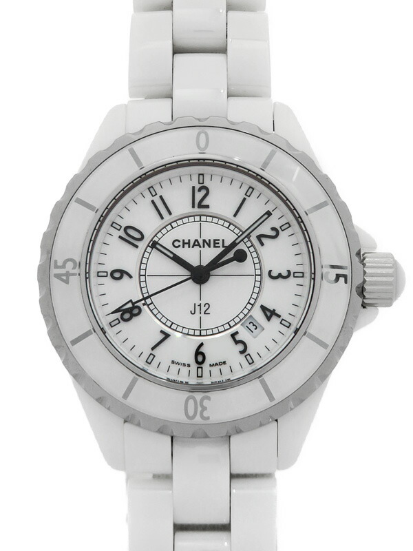【CHANEL】シャネル『J12 ホワイトセラミック 33mm』H0968 レディース クォーツ 3ヶ月保証【中古】