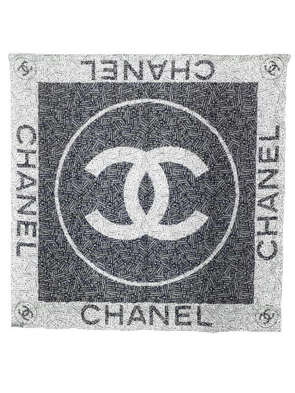 【CHANEL】シャネル『ココマーク ロゴ 総柄 シルクスカーフ』レディース 1週間保証【中古】