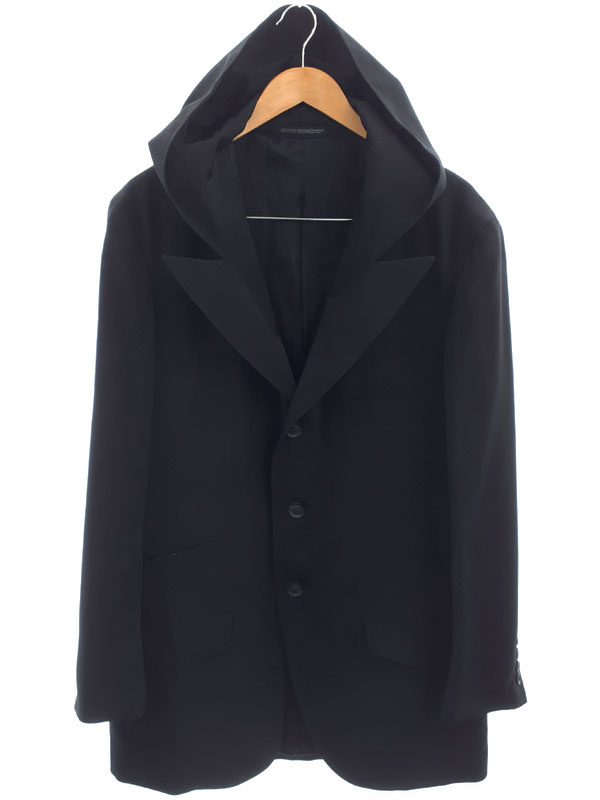 【Yohji Yamamoto POUR HOMME】ヨウジヤマモト『フード付き テーラードジャケット size2』HZ-J07-500 メンズ 1週間保証【中古】