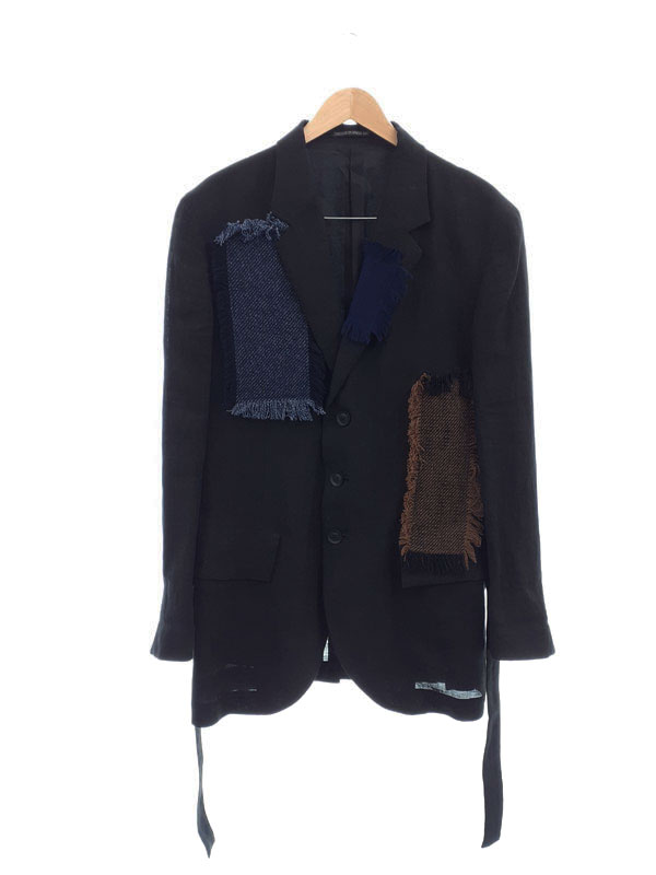 【Yohji Yamamoto POUR HOMME】ヨウジヤマモト『リネン テーラード デザインジャケット size2』HZ-J76-334 メンズ 1週間保証【中古】