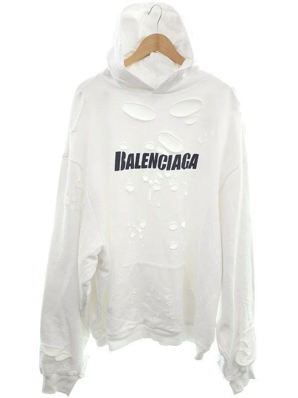 【BALENCIAGA】バレンシアガ『Caps Destroyed Hoodie sizeS』659403 TKVB6 メンズ レディース スウェットプルオーバーパーカー 1週間保証【中古】|高山質店