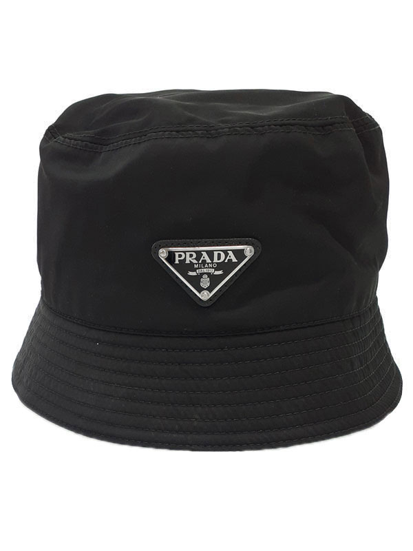 【PRADA】プラダ『Re-Nylon 三角ロゴ トライアングルプレート バケットハット sizeL』1HC137 2DMI メンズ レディース 帽子 1週間保証【中古】｜高山質店