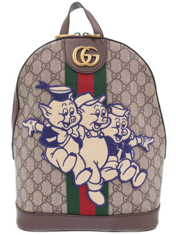 Gucci リュックサック バッグ ディズニー コラボ リュックサック グッチ Disney バックパック リュック レディースバッグ Gucci 本物 オフィディア 1週間保証 三匹のこぶた スモール バックパック 5524 1週間保証 中古 高山質店 Www