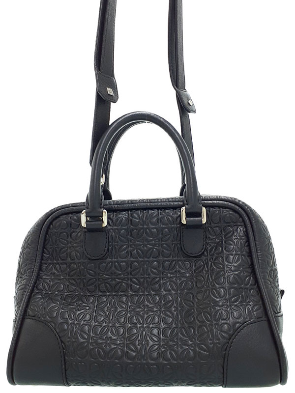Loewe アマソナ75 アナグラム レザー 2WAY ハンドバッグ ショルダーバッグ ブラック (204881