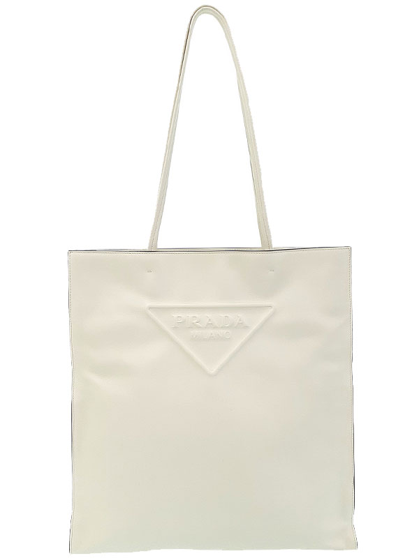Prada メンズ トライアングル ロゴ レザー セカンド クラッチバッグ 1NE039 ブラック (204496