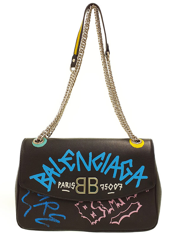 BALENCIAGA バレンシアガ 501684 肩掛け 斜め掛け Wチェーンバッグ BB