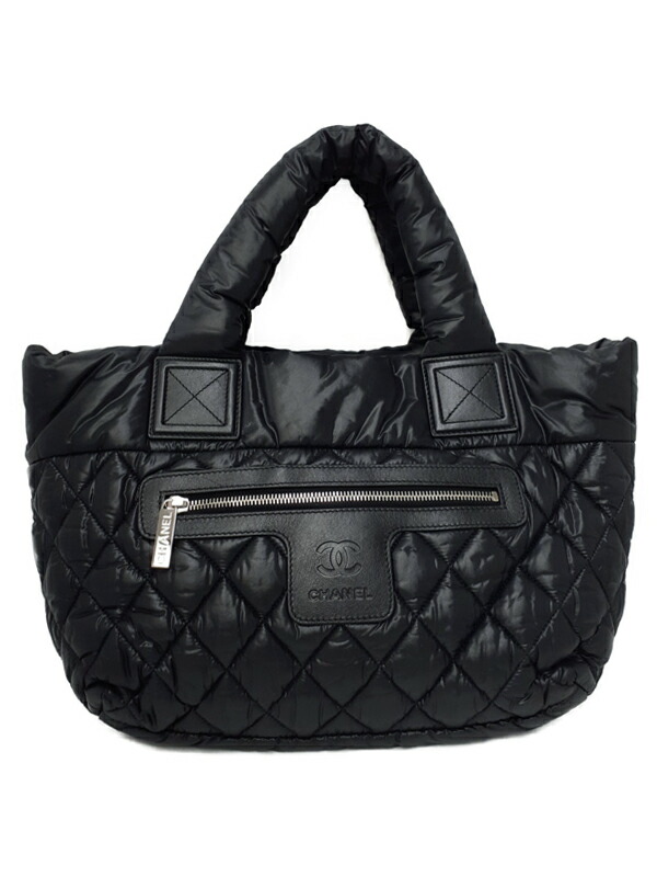 CHANEL グレー ネイビーリバーシブル　 レザー トートバッグ CHANEL グレー ネイビーリバーシブル レザー トートバッグ