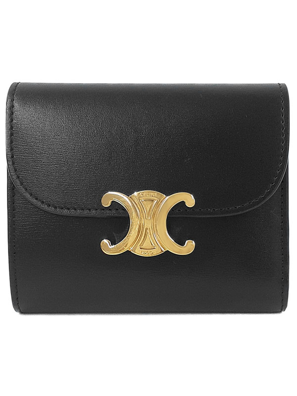 CELINE スモール 3段 16 ウォレット - シャイニー カフスキン CELINE [新品/正規ラッピング済] セリーヌ 財布 ミニ 三つ折り