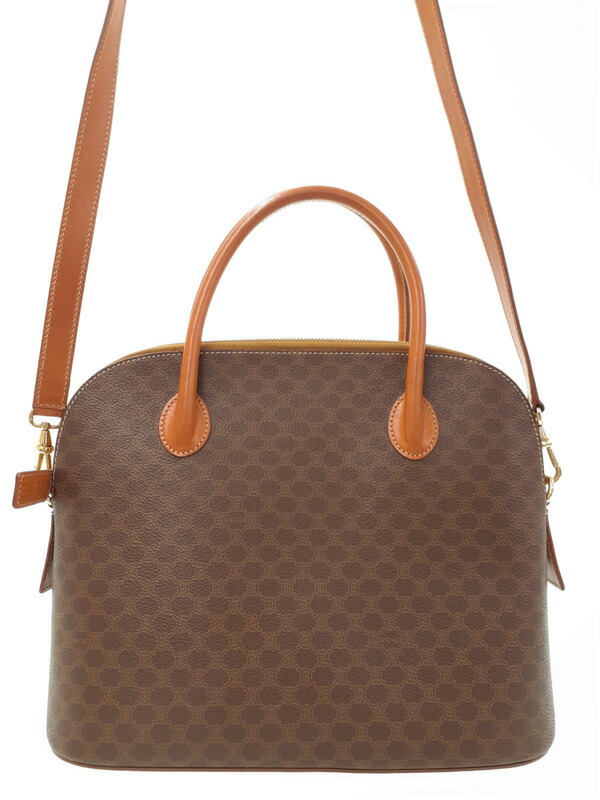 美品✨CELINE ミニ ハンドバッグ 2way マカダム柄 ショルダーバッグ セリーヌ CELINE マカダム柄2WAYバッグ ブラック PVC レディース