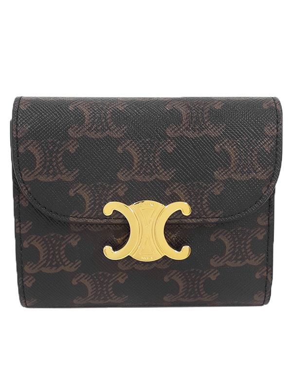 美品　CELINE スモール フラップウォレット トリオンフ スモール フラップウォレット トリオンフ / パテントカーフ