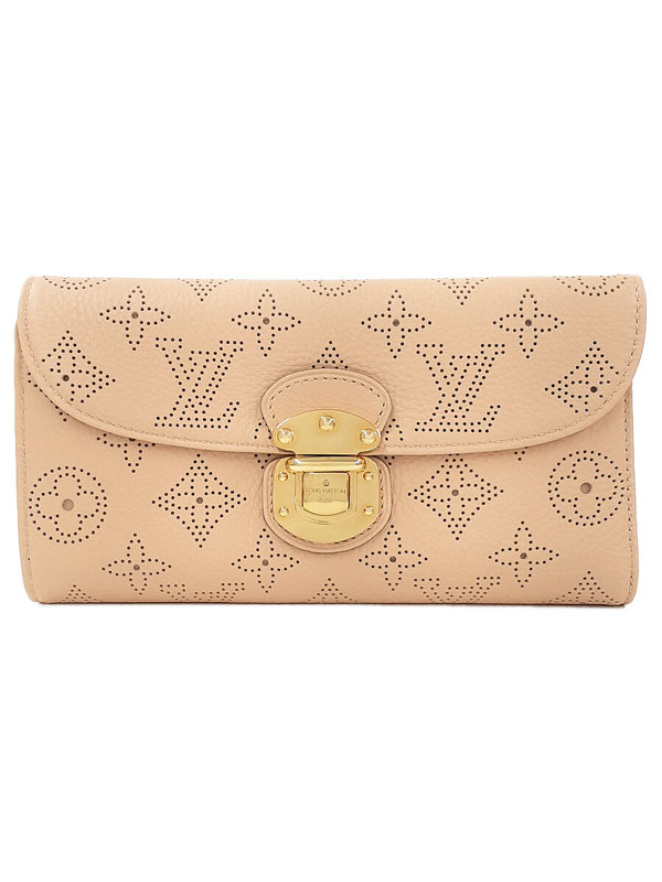 【LOUIS VUITTON】長財布　ポルトフォイユアメリア　モノグラムマヒナ ルイヴィトンマヒナ ポルトフォイユ アメリア 14145 ベージュ