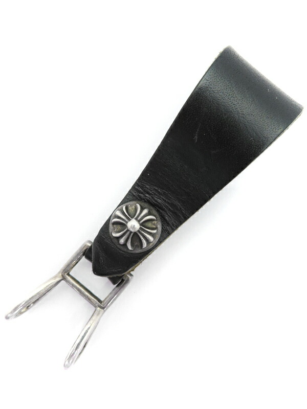 クロムハーツ BSフレア ベルトループ キーチェーン クロムハーツWベルトループBSフレアボタンブラックレザー|クロムハーツ