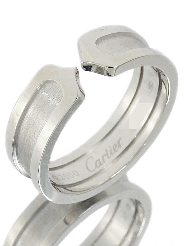 【Cartier】カルティエ『K18WG C2リング ロゴドゥーブルC』17.5号 1週間保証【中古】