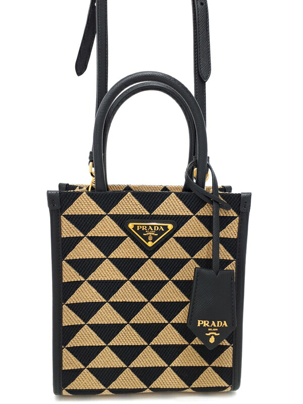 【PRADA】プラダ『シンボル エンブロイダリー ジャガードファブリック ミニバッグ』1BA355 レディース 2WAYバッグ 1週間保証【中古】