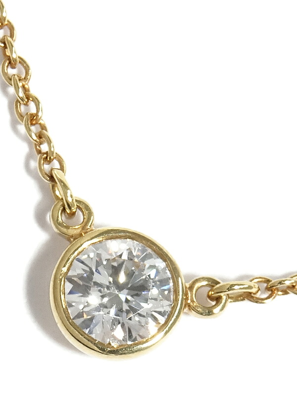 【TIFFANY＆Co.】ティファニー『K18YG バイザヤード ネックレス 1Pダイヤモンド』1週間保証【中古】