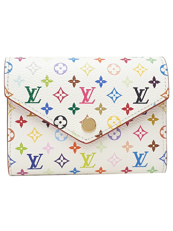 【LOUIS VUITTON】ルイヴィトン『LV×TM モノグラム マルチカラー ポルトフォイユ ヴィクトリーヌ 村上隆』M28387 レディース 三つ折り短財布 1週間保証【中古】