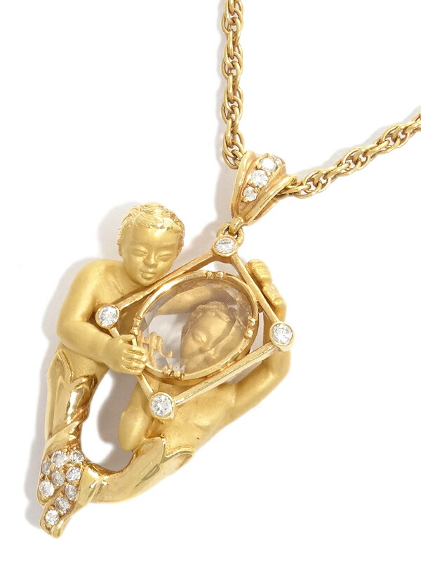 【Carrera y Carrera】カレライカレラ『K18YG ナルキッソスの鏡 ネックレス ダイヤモンド』1週間保証【中古】