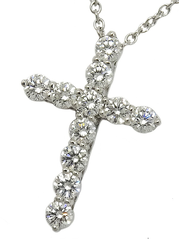 【TIFFANY＆Co.】ティファニー『PT950 スモールクロス ネックレス ダイヤモンド』1週間保証【中古】