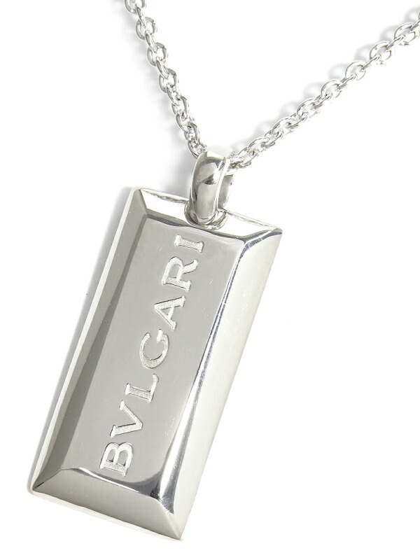 【BVLGARI】ブルガリ『K18WG インゴット ペンダント ネックレス』1週間保証【中古】