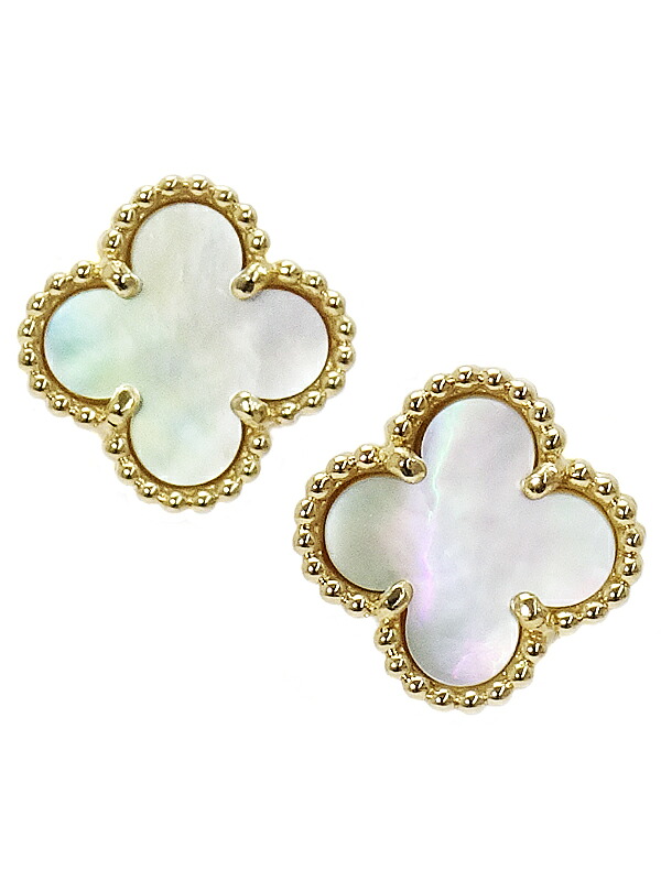 【Van Cleef ＆ Arpels】ヴァンクリーフ&アーペル『K18YG スウィートアルハンブラ シェル ピアス』1週間保証【中古】