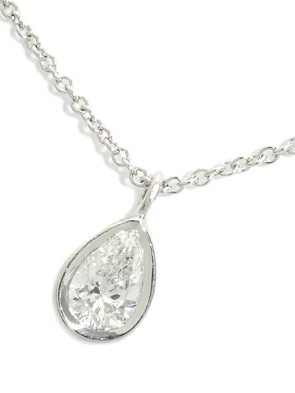 【TIFFANY＆Co.】ティファニー『PT950 ペアシェイプ バイザヤード ネックレス 1Pダイヤモンド』1週間保証【中古】
