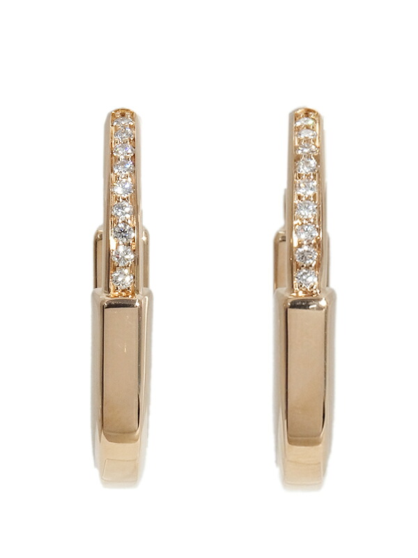 【TIFFANY＆Co.】ティファニー『K18PG ティファニー ロック ピアス ダイヤモンド フープピアス』1週間保証【中古】