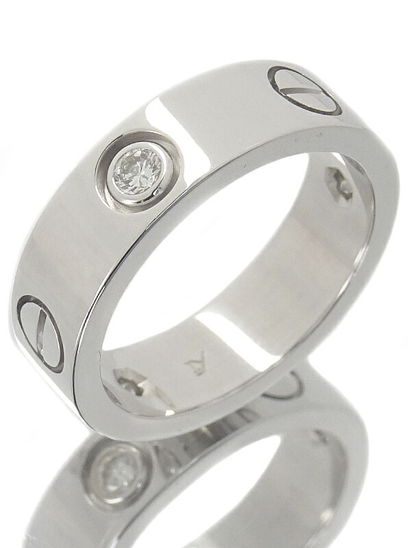 【Cartier】カルティエ『K18WG ラブリング クラシックモデル 3Pダイヤモンド ハーフダイヤ』12号 1週間保証【中古】