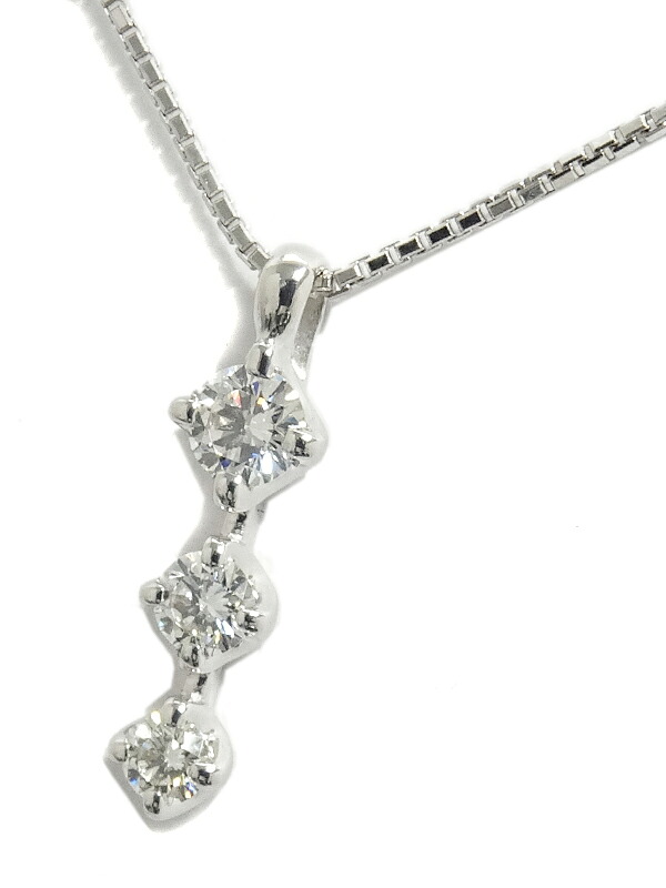 【TASAKI】タサキ『K18WG 3Pダイヤ0.19ct ネックレス』1週間保証【中古】