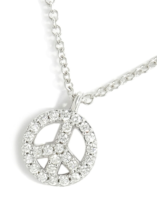 【TIFFANY＆Co.】ティファニー『K18WG メトロ ピース ダイヤ ネックレス ピースサイン サークル』1週間保証【中古】